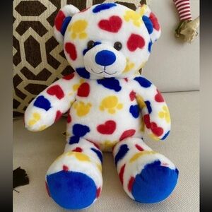 Build A Bear Logo White Bear Red Blue Yellow w/ Hearts and Pawprints 2011 Rare